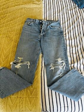Agolde Light Blue High-Rise Distressed Women's Jeans